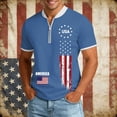 thumbnail image 2 of xfsWaSs 4th Of July Shirts For Men American Flag T-Shirt Casual Half Zip Short Sleeve T Shirt Tops Patriotic Independence Day Celebration Stylish Tee Shirt, 2 of 4