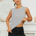 thumbnail image 5 of vdgthytj Yoga Sports Tank Tops Women's Summer 2025 Sleeveless Crew Neck Loose Blouse Solid Colour Casual Wear Basic Shirts, 5 of 6