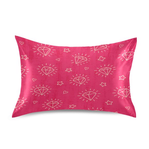 Satin Pillow Case Envelope Pillow Covers Standard Size Soft Pillow Cases for Bedroom, Diamonds Printed