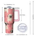 thumbnail image 2 of OBREWU Pug and Love Heart Tumbler with Handle and Lid,Pug and Love Heart 40oz Double Wall Vacuum Insulated Tumbler,Cups Gift for Women and Men, 2 of 7
