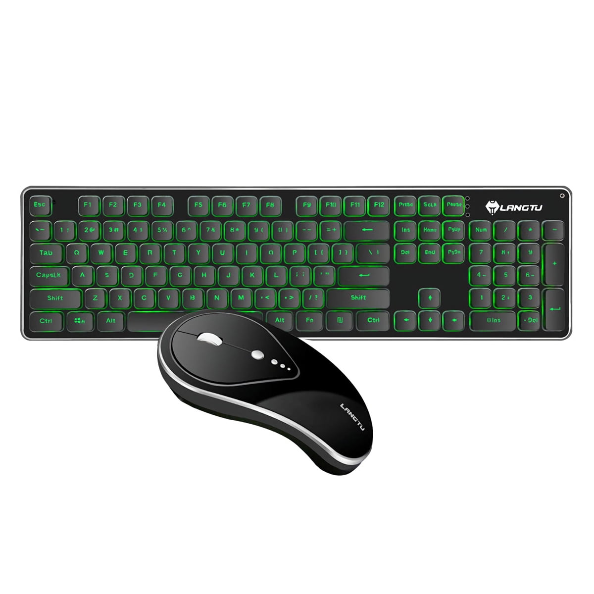 Wireless Keyboard and Mouse, 2.4GHz Backlit Glowing Full Size Wireless