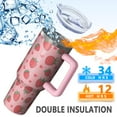 thumbnail image 5 of OBREWU Pink Strawberry Plants Fruit Tumbler with Handle and Lid,Pink Strawberry Plants Fruit 40oz Double Wall Vacuum Insulated Tumbler,Cups Gift for Women and Men, 5 of 7