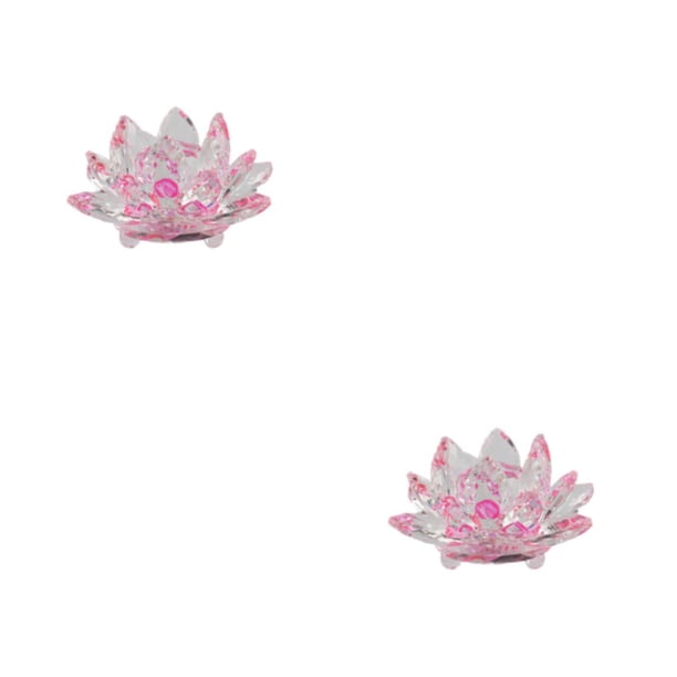 Adornos Decorativos Injueey Cristal fino flor de loto piedras naturales figuritas para recuerdos Rosa 2Conjunto