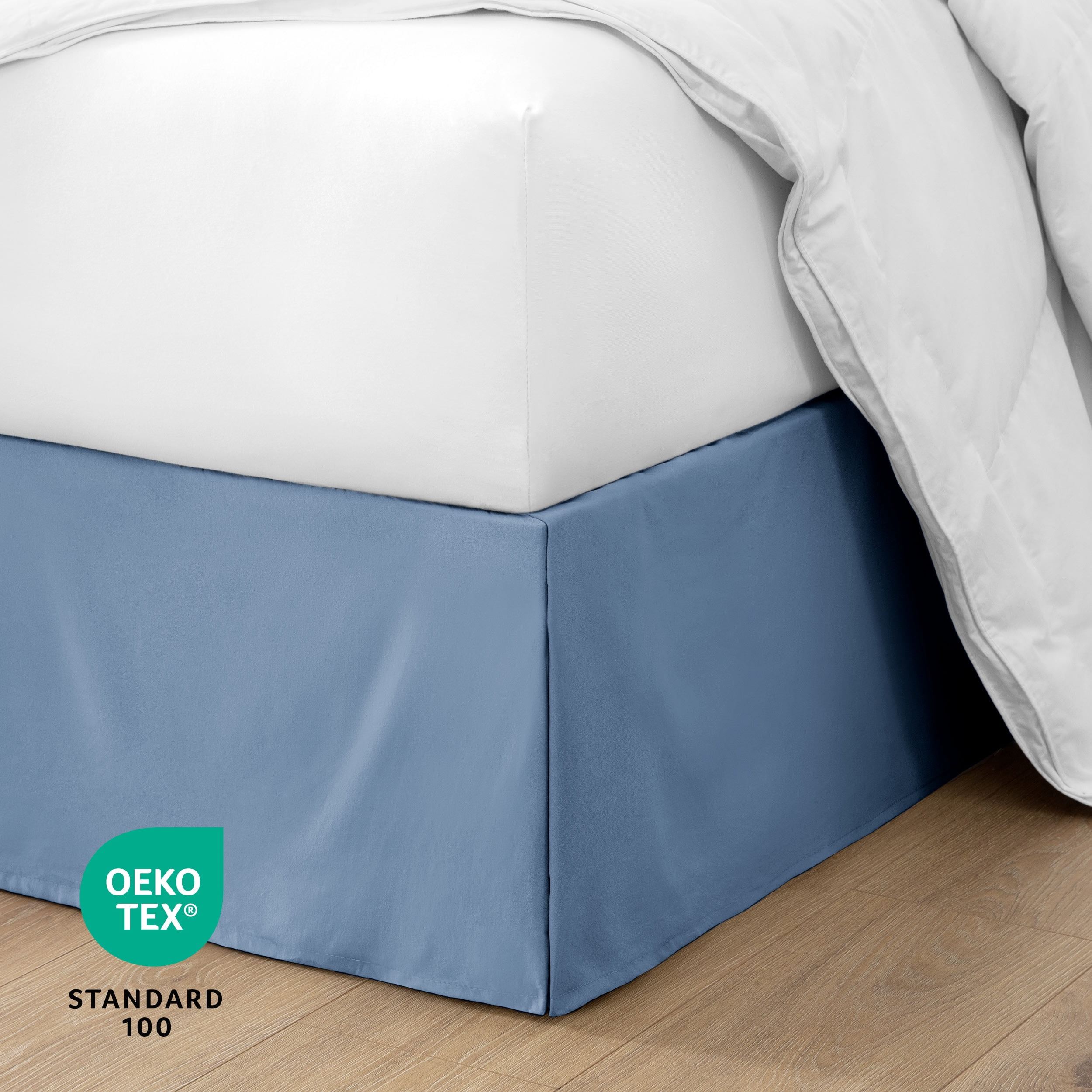 Bare Home Double Brushed Bed Skirt - Premium 1800 Collection - 15-inch Drop - Twin XL, Coronet Blue