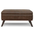 thumbnail image 3 of Owen 40 inch Wide Mid-Century Modern XL Square Coffee Table Storage Ottoman in Distressed Chestnut Brown Vegan Leather, 3 of 13