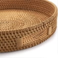 thumbnail image 5 of Round Rattan Serving Tray Decorative Woven Ottoman Trays With Handles For Coffee Table Natural(small), 5 of 5