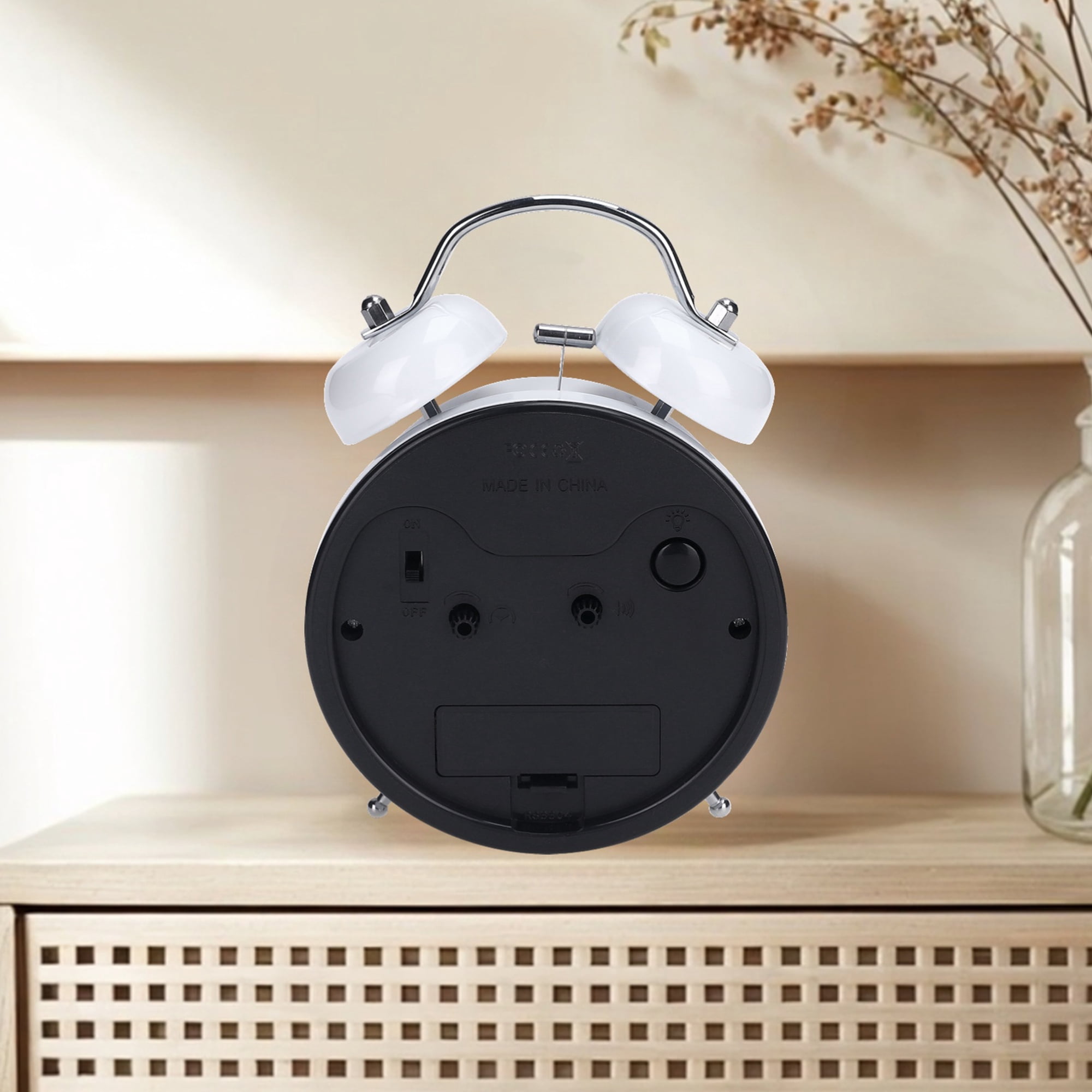 Unique Bargains Old Fashioned Loud Alarm Clock with Night Light White