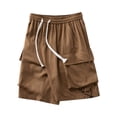 thumbnail image 5 of HOOMEUMY Mens Cargo Shorts Lightweight Solid Color Summer Comfy Elastic Waist Baseball Basketball Short Pants with Pockets Coffee XXL, 5 of 9