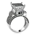 thumbnail image 4 of Luxury Platinum Plated Black Cubic Zircon Rings for Women Vintage Charm Jewelry Love Statement Cocktail Ring (Silver Color, Black CZ, Size 8), 4 of 7