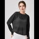 thumbnail image 5 of Blusa de Entrenamiento Holgada de Larga con Transparente para Mujer, Cuello Redondo y Mangas Largas Negro XL, 5 of 9