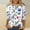 White, variant on Sakmal Blue Womens Tops 3/4 Sleeve Flower Crew Neck Floral T-Shirts Womens Shirts
