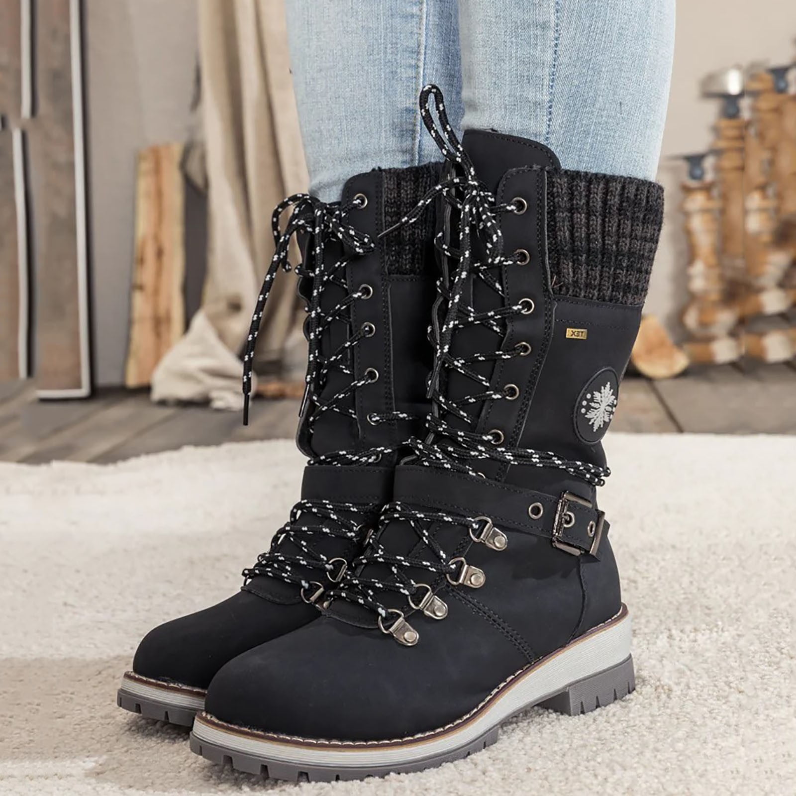 Mid Calf Winter Boots Woman Mid Calf Snow Boots Womens Dakaela