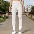 thumbnail image 2 of Women's High Waist Seamless Active Leggings with Elastic Waistband and Comfortable Stretch Fabric - Small, White, 2 of 7