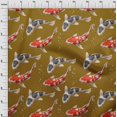 thumbnail image 3 of oneOone Polyester Lycra Dark Mustard Fabric Bubbles & Koi Fish Ocean Diy Clothing Quilting Fabric Print Fabric By Yard 56 Inch Wide, 3 of 4