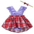 thumbnail image 1 of Toimothcn Robe Bébé Fille Manches Courtes Décontractée à Carreaux Imprimée avec Bandeaux Douce Coupe Ample Robes de Princesse Adaptées pour les Vacances d'Été, 1 of 3