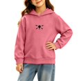 thumbnail image 4 of Ohufall 0-6T Embroidery Sweatshirt for Girls Hooded Pullover Long Sleeve Tops Solid Color Loose Comfort Fashion Casual Sweatshirts, 4 of 5