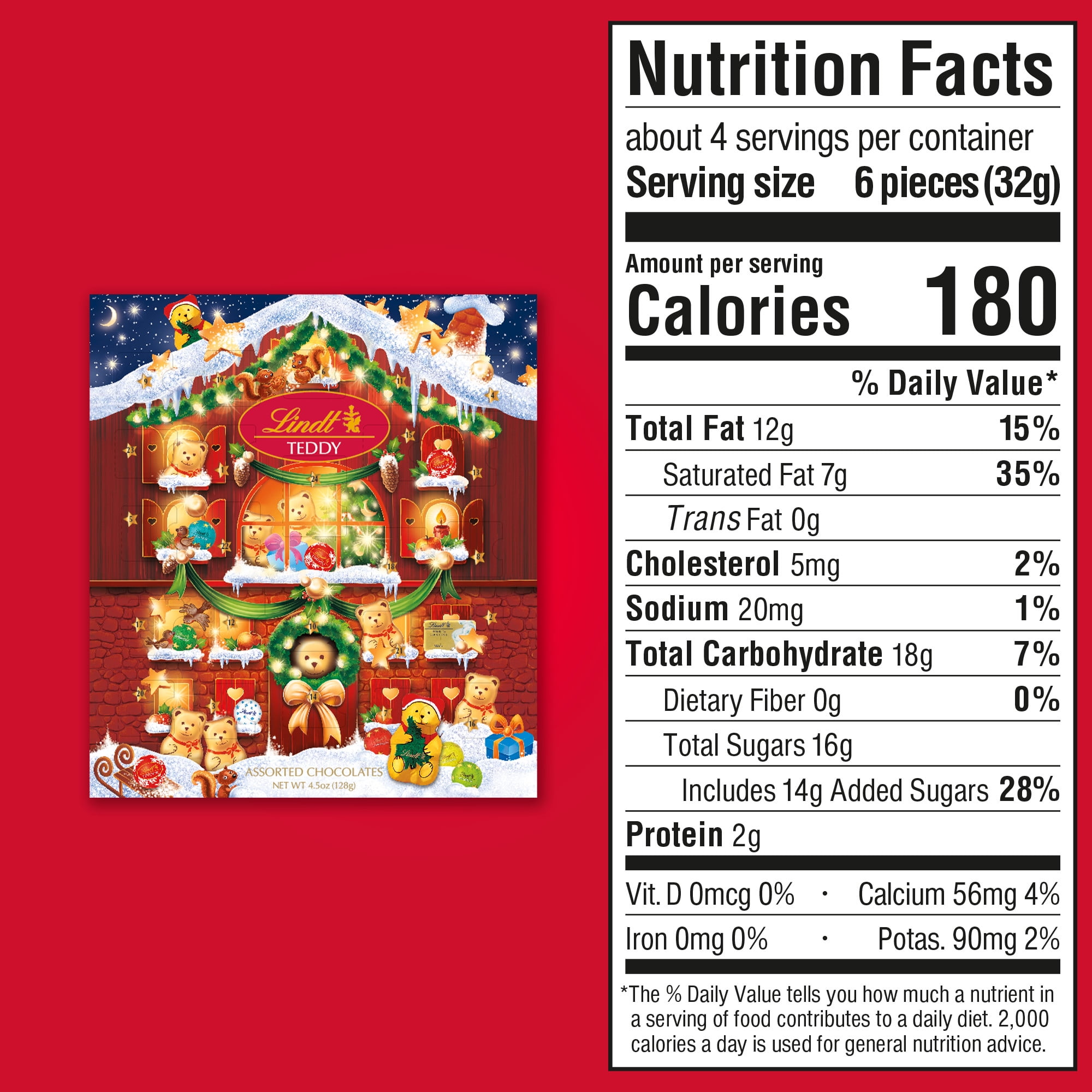Lindt Holiday Teddy Bear Chocolate Candy Advent Calendar, 4.5 oz. -  Walmart.com