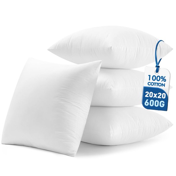Pillow MIULEE, 20 x 20 pulgadas, 600 g, microfibra virgen, juego de 4
