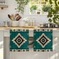 thumbnail image 4 of Green Southwestern Kitchen Towels Set of 4, Boho Ethnic Geometric Retro Soft Microfiber Dish Towels, Absorbent Quick-Dry Washable Dishcloths for Kitchen Cleaning, Drying Dishes, 18x28 Inches, 4 of 9