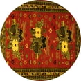 thumbnail image 1 of Ahgly Company Machine Washable Indoor Round Persian Yellow Traditional Area Rugs, 3' Round, 1 of 4
