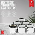 thumbnail image 2 of Red Co. Set of 6 Enamelware Metal Medium Classic 12 Oz Round Coffee and Tea Mug with Handle, Distressed White/Black Rim, 2 of 8
