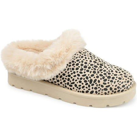 

Journee Collection Womens Faux Fur Trim Whisp Slipper 9 Animal