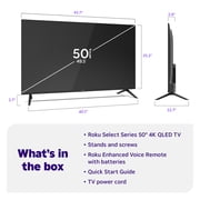 Roku Smart TV 2026 – 50-Inch Select Series, 4K QLED TV – Roku TV with Voice Remote – Flat Screen QLED TV