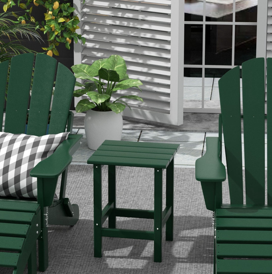 Polytrends  Laguna Hdpe All Weather Outdoor Patio Square Side Table Dark Green