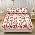 thumbnail image 3 of Yspwyqan Christmas Bow Gingerbread Fitted Sheet Set Twin, 3 Piece Holiday Tree Bedding Set with 2 Pillowcases, Standard Pocket Soft Microfiber Bed Sheet, 3 of 3