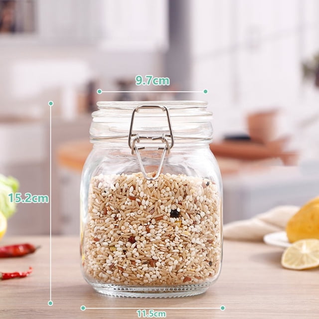 Transparent Glass Snap Storage Jar Household Kitchen Sealed Jar Grain Storage Box Tea Tin Multi-purpose Containe