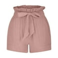 thumbnail image 5 of Summer Saving Clearance AXXD Pink Shorts for Women Dressy Summer Spring Pocket Solid Color Casual Wide Leg Loose High Waist Lace-up Shorts New Year Reset, 5 of 6