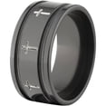 thumbnail image 2 of 10mm Flat Black Zirconium Ring with Milled Crosses Inside Two Grooves, 2 of 3
