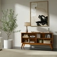 thumbnail image 4 of Simpli Home Draper 30 inch x 64 inch Solid Wood Mid Century Modern Low Bookcase in Teak Brown, 4 of 12