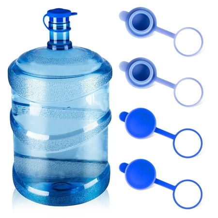 

Seyurigaoka 5 Gallon Water Jug Reusable Cover or Protector 4 Pcs Water Bottle Jug Hanging Ring Cap lid Silicone Leak and Spill Resistant (Blue) 55mm