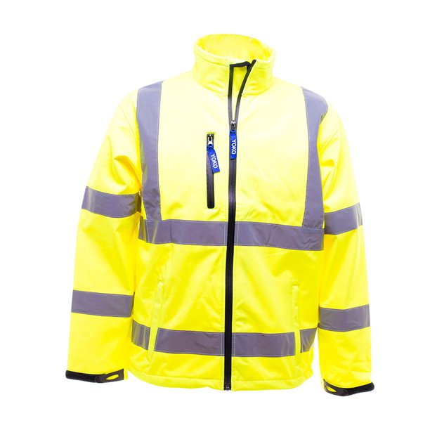 Yoko - Chaqueta reflectante de trabajo Softshell para hombre (Amarillo fluorescente) Yoko UTBC1246_hivisyellow
