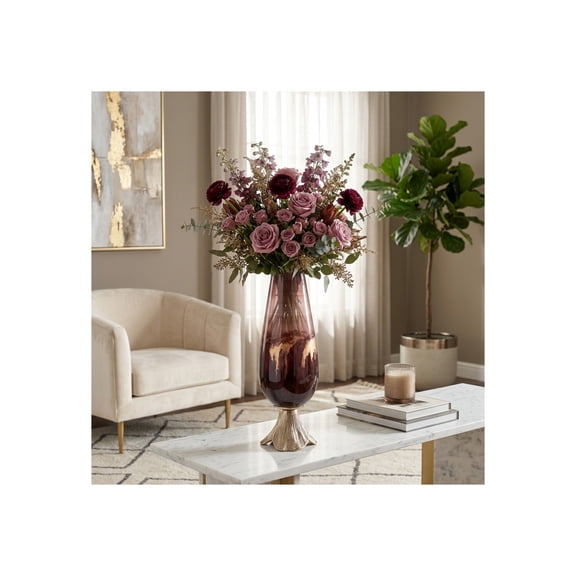 Sleek Tapered Glass Vase for Living Room Decor - Decorative Flower Vase Arrangement for Table Decor - Modern Accent for Home Styling, Bedroom, Office, or House Display - 19", Bronze & Copper