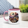 thumbnail image 2 of Spooky Halloween Night Witch Yorkshire Terrier Glowing Pumpkins 11oz Accent Two-tone Mug Yorkie Dog Lover Gifts Coffee Tea Cup - 12015, 2 of 5