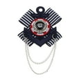 thumbnail image 2 of British Fabric Crystal Rhinestone Badge Forma de anclaje Broche temático náutico Star Stripe Mens Bisutería Salvador Insignia de tela Broche, 2 of 7