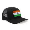 thumbnail image 2 of International Tie Indian Flag Hat for Men and Women - Adjustable India Snapback Trucker Baseball Cap (All Black), 2 of 3