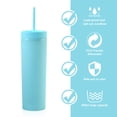 thumbnail image 2 of Billuyoard Botella de agua de 16OZ, vaso de paja esmerilado de plástico de 2 capas, bebida portátil, taza de té de la leche, soporte para café y jugo Mostrada Azur NO8 Billuyoard HA007950-10B, 2 of 6