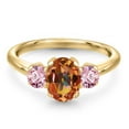 thumbnail image 3 of Gem Stone King 2.00 Ct Ecstasy Mystic Topaz Pink Lab Grown Diamond 18K Yellow Gold Plated Silver Ring, 3 of 6