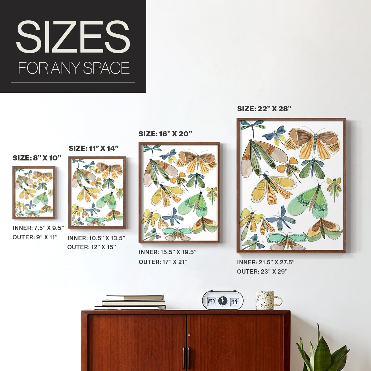 Wings Galore II Framed Print - Solid Wood in Single Picture Frame Solid Wood 2 Framed Print