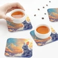 thumbnail image 3 of KLL Drink Coasters Set Square of 4,PU Leather Absorbent Coasters Set Decorative Coffee Cup Coasters Housewarming Gift for Home Decor-Sunshine Colorful Cloud Rabbit, 3 of 5
