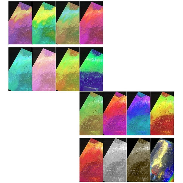 Qiilu papier autocollant holographique 50 pièces feuilles de