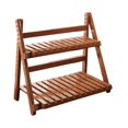 thumbnail image 2 of Estante de bambú para plantas, organizador de escritorio, estante de almacenamiento, escalera, estable, 2 niveles Marrón oscuro 30cm, 2 of 9