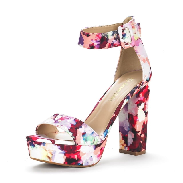 Sandalia DREAM PAIRS Orinthia Floral con Plataforma y Tacón Talla 6