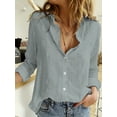 thumbnail image 4 of Long Sleeve Linen Shirt, Casual Button Up Shirt For Spring & Fall, Women's Clothing, 4 of 6
