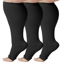 (3 Pairs) Plus Size Support Socks for Women and Men 20-30mmHg - Black, 7XL