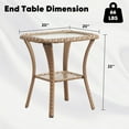 thumbnail image 6 of PARKWELL Outdoor Patio Side Table Square Wicker End Table with Glass Top, Yellow, 6 of 6
