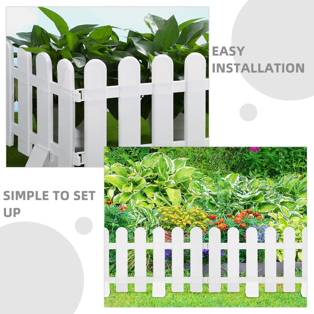 WORGEOUS  4 Pcs Garden Fence White Picket Decorative Panel Landscape Edging